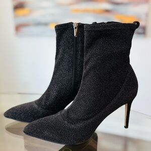 SAM EDELMAN Olson Black Sparkle Metallic Booties Size 8